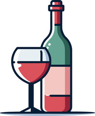 wine bottle and glass