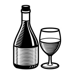 wine bottle and glass