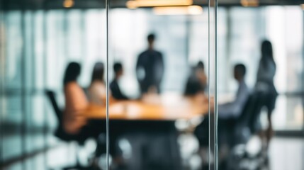 A Group of Diverse Professionals Gathered Around a Conference Table in a Modern Meeting Room Setting - Collaboration