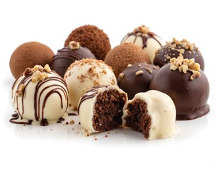 Assortment of gourmet chocolate truffles, assorted gourmet desserts, assorted chocolates, assorted cakes, assorted pastries, assorted sweets, assorted treats, assorted indulgences, assorted