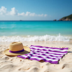 Obraz premium hat and sunglasses on the beach