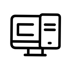Fototapeta premium Computer Desktop and PC Setup Line Icons Set