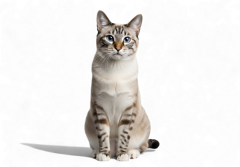 Illustration of lynx point cat with blue eyes sitting isolated on transparent background