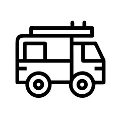 Firetruck Emergency Rescue Vehicle Line Icons Set