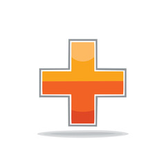 Obraz premium Colorful Medical Cross Symbol with Shadow Isolated on White Background