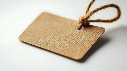 Close Up of Small Brown Kraft Paper Tag with Twine