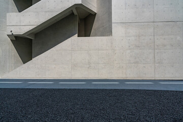 empty ground with modern building made with concrete