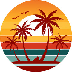 Classic 70s California Beach Sunset with Circular Framing