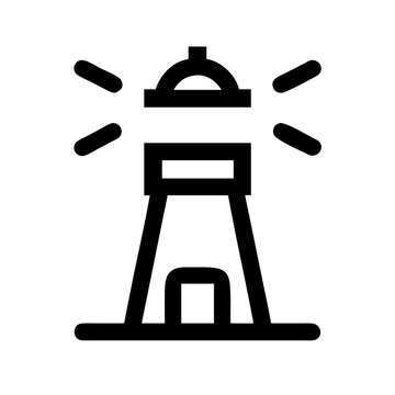 Lighthouse Navigation and Coastal Safety Line Icons Set