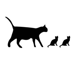 Black Cat Silhouette Vector Isolated on White