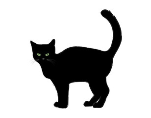 Vector Illustration of a Sitting Black Cat