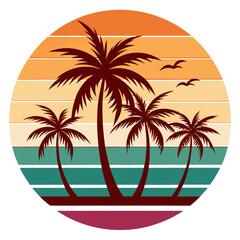 Golden State Glow – California Sunset with Pastel Palm Layers