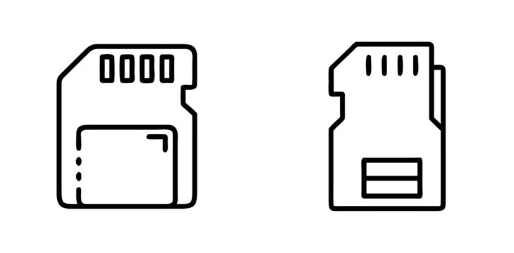 SD Card Storage and Memory Line Icons Set