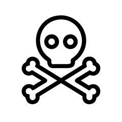 Skull and Bones Warning and Danger Line Icons Set 2