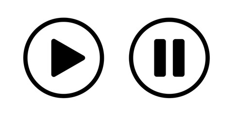 play and pause button music icon set and video icons. element of interface application