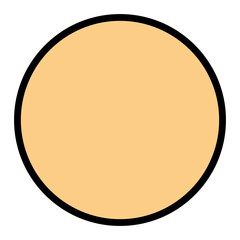 A simple graphic of a solid light orange circle with a thick black outline