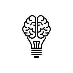 Brain shaped light bulb silhouette representing innovation and ideas