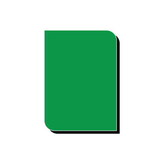 A solid vibrant green rectangle with a subtle shadow and rounded corner on a white background