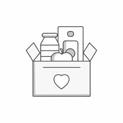 Minimal Food Donation Box Vector Icon.