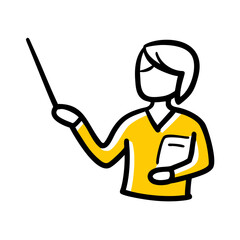 Teacher With Pointer hand drawing icon for web and graphic design