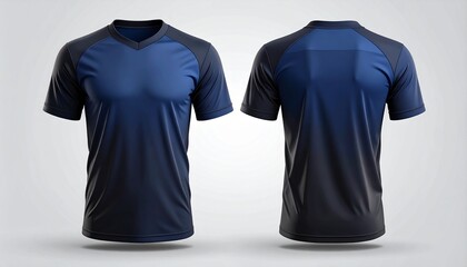 Navy and black jerseys in clean front and back 3D rendering