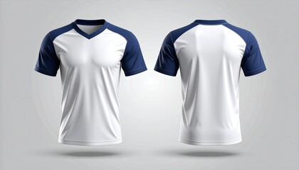 Soccer jersey with blue shoulders shown front and back
