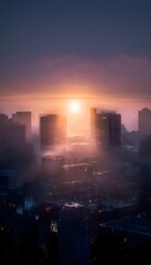 Obraz premium Surreal Sunrise Over a Quiet City