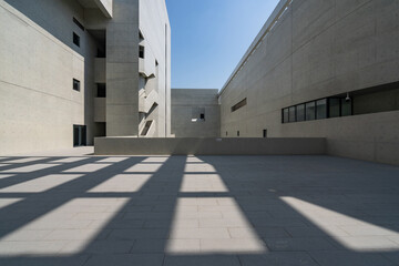 empty ground with modern building made with concrete