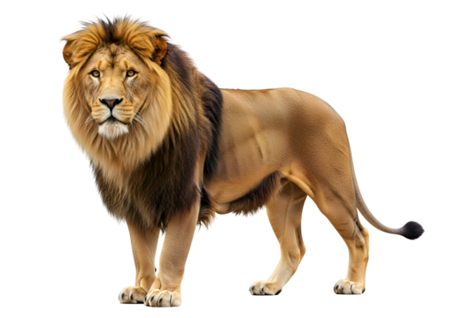 Majestic lion portrait against a black background.