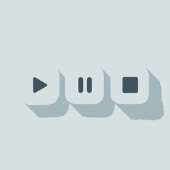 Modern flat design play pause stop media buttons with shadow effect