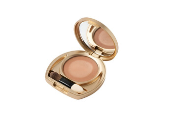 Open compact eyeshadow case with a small brush.