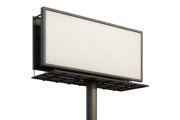 Large blank billboard displaying a white advertisement on transparent background