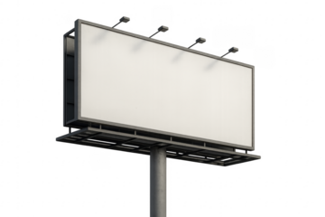 Billboard with spotlights promoting advertising on transparent background