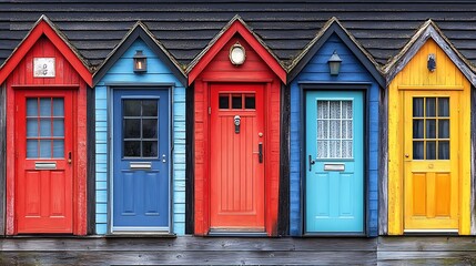 Obraz premium Colorful doors of charming little houses.