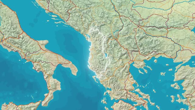 Zoom In On Stylized Map Albania