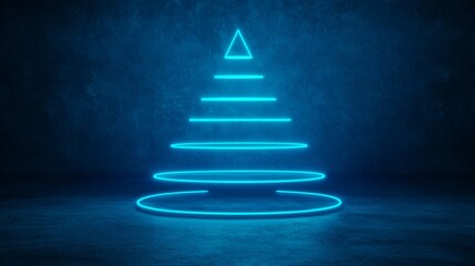 Neon Christmas tree design on a dark textured background.