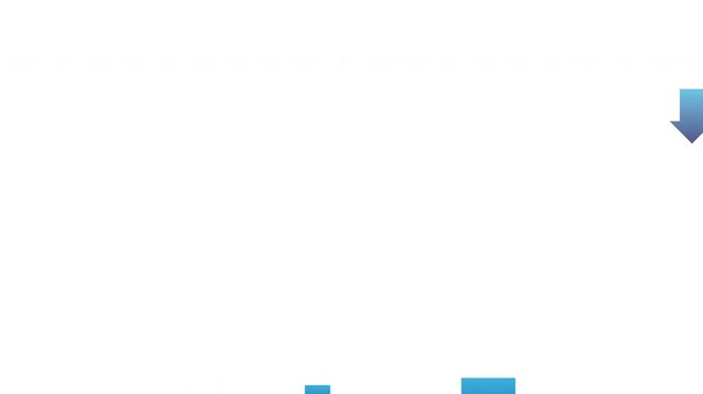 Blue Downward Arrows Looping Animation on White Background Showing Decrease or Negative Trend