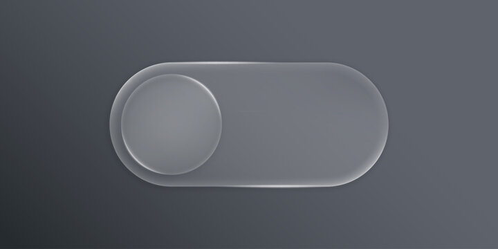 3D modern toggle switch buttons elements in the style of liquid glass and glossy surface. User interface element for ui ux design. Glass morphism. Material design switch. Vector illustration.
