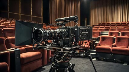 Close up hands holding cinema camera shooting
