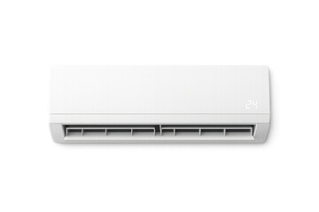 White air conditioner on transparent background displaying 24 degrees celsius