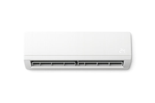 White air conditioner on transparent background displaying 24 degrees celsius
