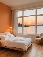 Cozy Waterfront Bedroom with a Sunset View