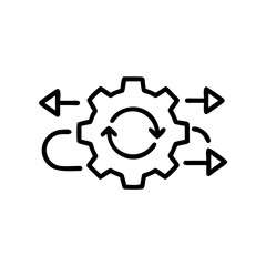 Gear icon with arrows indicating modern IT infrastructure and security  
