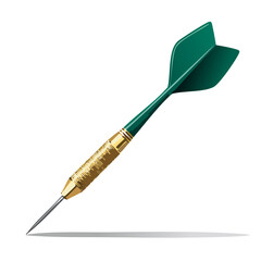 Green dart with gold barrel against black backdrop precision aiming game target