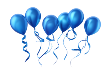 Blue Balloons Isolated on White Transparent Background