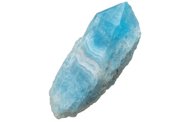 Fototapeta premium Raw blue celestite crystal mineral stone isolated on transparent background, perfect for compositing images