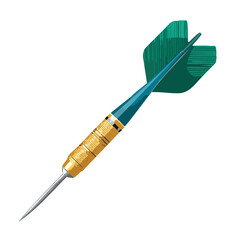 Dart with Teal Flights and Gold Barrel Isolated on Black Aiming Accuracy