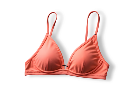 Beautiful salmon colour bikini bra isolated on transparent background.  - Powered by Adobe