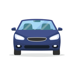 Front View of Dark Blue Sedan Automotive Vehicle Transportation Graphic Illustration