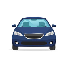 Fototapeta premium Blue Sedan Vehicle Illustration Front View Automotive Design Flat Car Concept